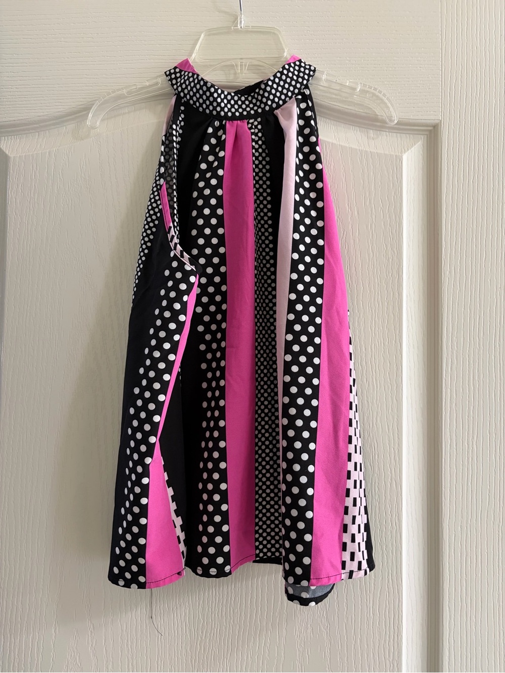 SHEIN Black & Pink Polka Dot Halter Top